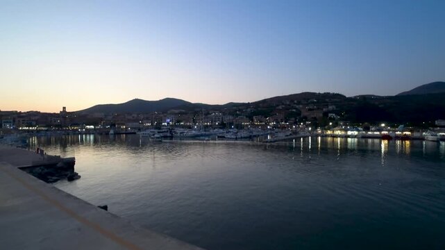 Quayside of the port in the bay of Marina di Camerota, Salerno, Italy. Cilento, Vallo di Diano and Alburni national park.