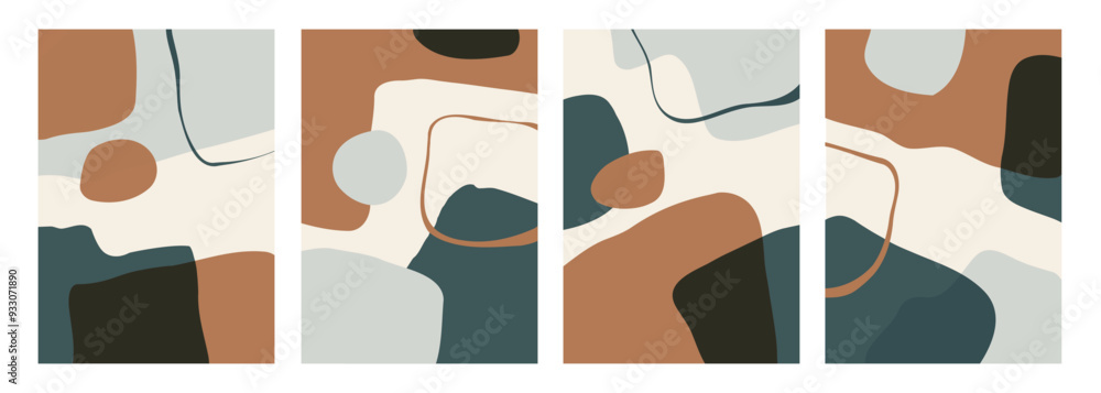 Poster autumn theme colors. abstract backgrounds with various curved bright colored shapes and bent lines f