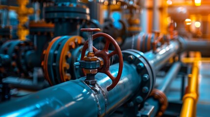 Fototapeta premium Industrial engineering blueprint pipeline system design with valve tubes for gas and oil pumps