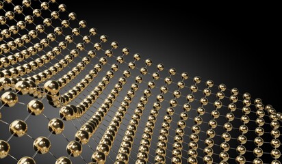 Abstract background with golden spheres - 3D illustration