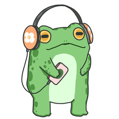 Cute Frog With Headphone Head