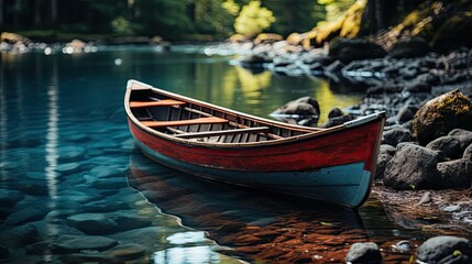 Fototapeta premium boat in the ocean HD 8K wallpaper Stock Photographic Image 