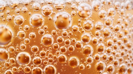 Effervescent Symphony, a close-up view of vibrant bubbles dancing on the surface of a glass of soda, showcasing the refreshing allure of carbonation and indulgence.