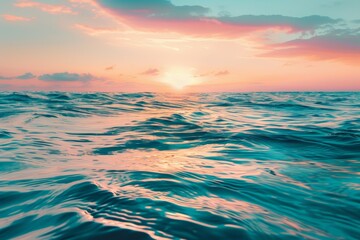 Obraz premium Tropical island paradise beach sunrise vacation banner with sea water horizon background