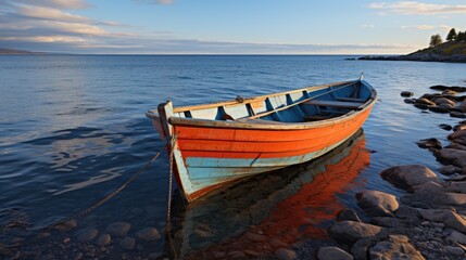 Obraz premium boat in the ocean HD 8K wallpaper Stock Photographic Image 