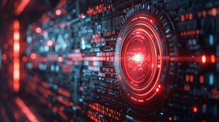 Obraz premium A computer network with a large orange circle in the middle. futuristic circuit board technology background
