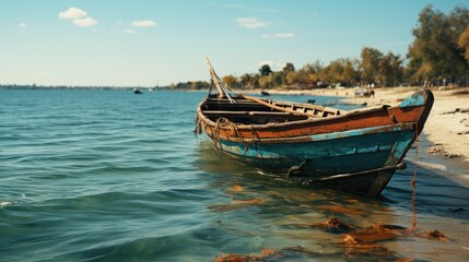 Obraz premium boat on the river 