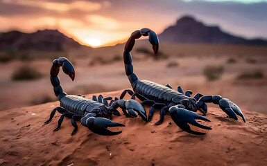 Image of Scorpions at Sunset Banner in Desert Landscape printed on Printed Glass Splashbacks