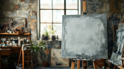 Close-up Shot of an Empty Canvas on Easel for Artistic Inspiration and Creativity