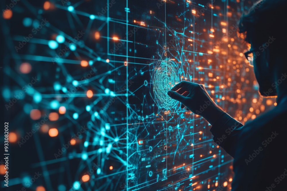 Poster big data analytics ai technology in photography for information network analysis and visualization