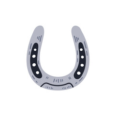 Grey horseshoe. Good luck symbol. Hand drawn vector illustration isolated on white background.