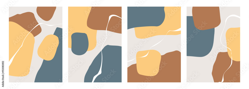Poster autumn theme colors. abstract backgrounds with various curved bright colored shapes and white bent l
