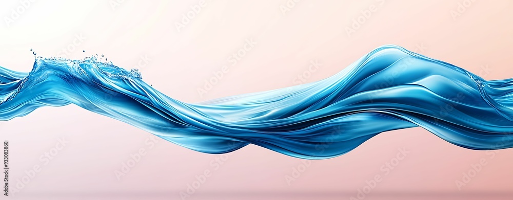 Aufkleber flowing blue liquid on a soft gradient background, creating a sense of movement and tranquility.