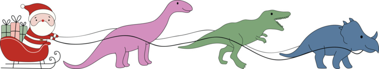 Santa's Dinosaur Sleigh Team, Chrristmas Dinosaur, Dinosaur Clipart