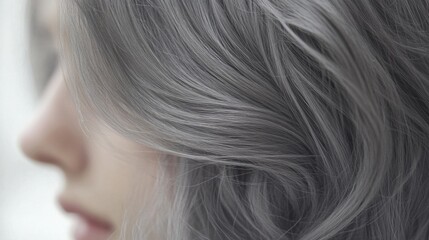 Serene profile with silver hair reflecting tranquility beauty