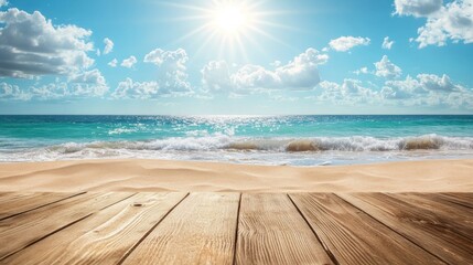 Fototapeta premium Beach View with Wooden Platform