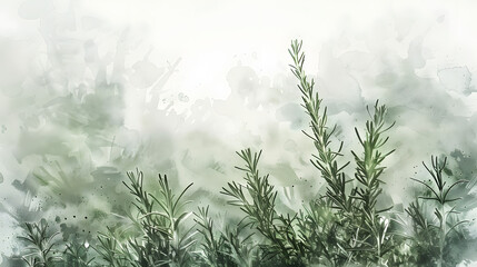 Naklejka premium Rosemary Bush Watercolor Style