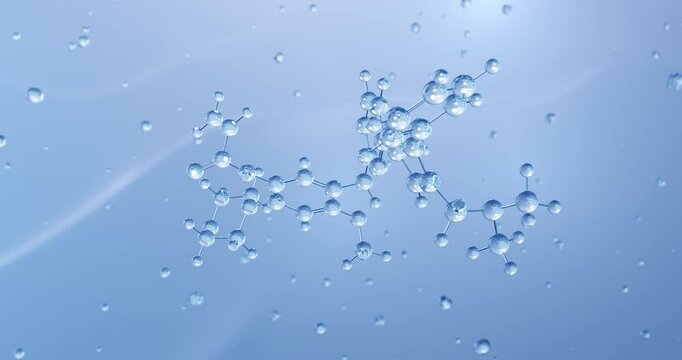 Lazertinib rotating molecular structure, 3d model of molecule, epidermal growth factor receptor inhibitor, looped video