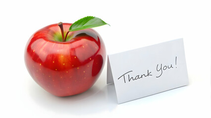 3d Flat icon as Apple and a thank you card symbolizing gratitude for teachers with ample space for text. concept as An apple and a thank you card representing gratitude for teachers with room for writ