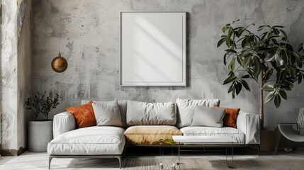 Natural light fills the cozy living room, highlighting a modern sofa, stylish decor, and a warm atmosphere for relaxation