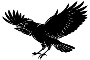 Flying Crow vector art and illustration