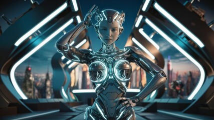 Fototapeta premium 3d render Sci-fi robot AI