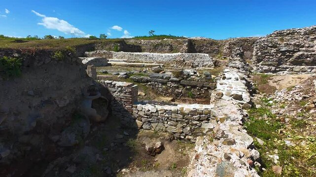 Drone view over Deultum .An ancient city and bishopric in Thrace. It was located at the mouth of the River Sredetska on the west coast of Lake Mandrensko,near the city of Burgas	
