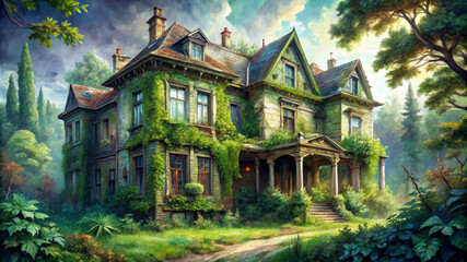 Obraz premium Enchanting Old House in the Woods.
