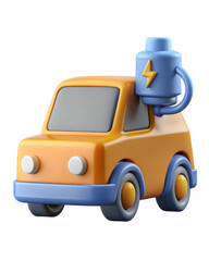 3d Flat icon as EV car and a power icon symbolizing energy and innovation with ample space for text. concept as An EV car and a power icon representing the core of energy and innovation in electric ve