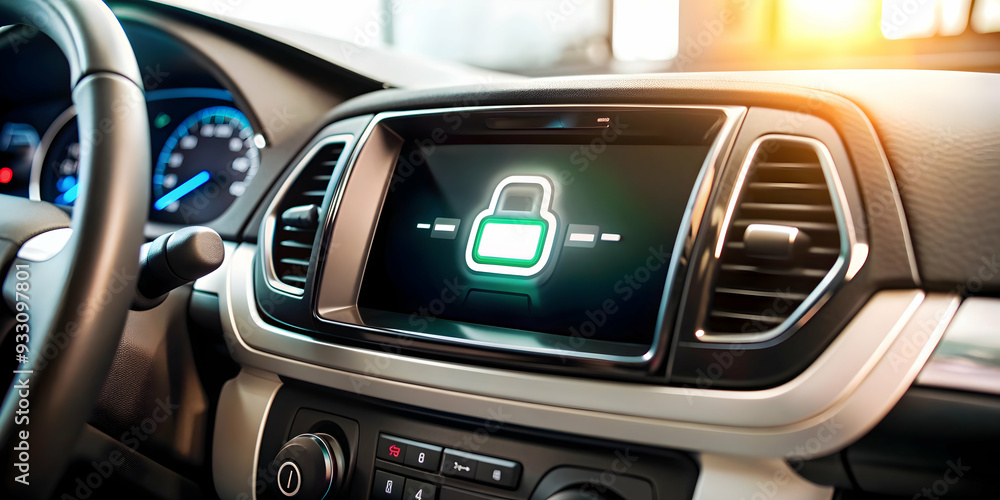Poster 3d flat icon as ev car dashboard and charging icon symbolizing technology and efficiency with ample 