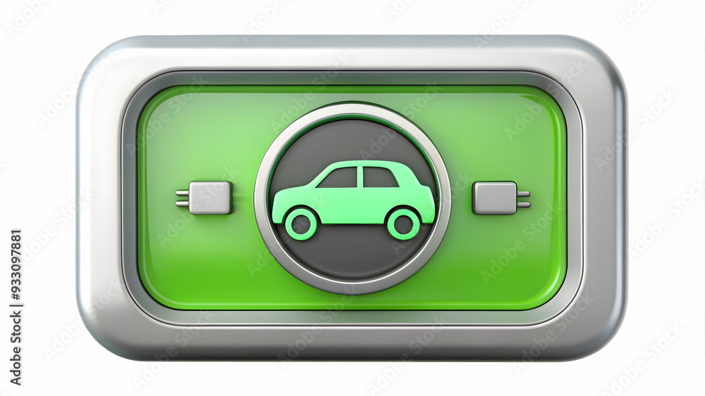Poster 3d flat icon as ev car dashboard and charging icon symbolizing technology and efficiency with ample 