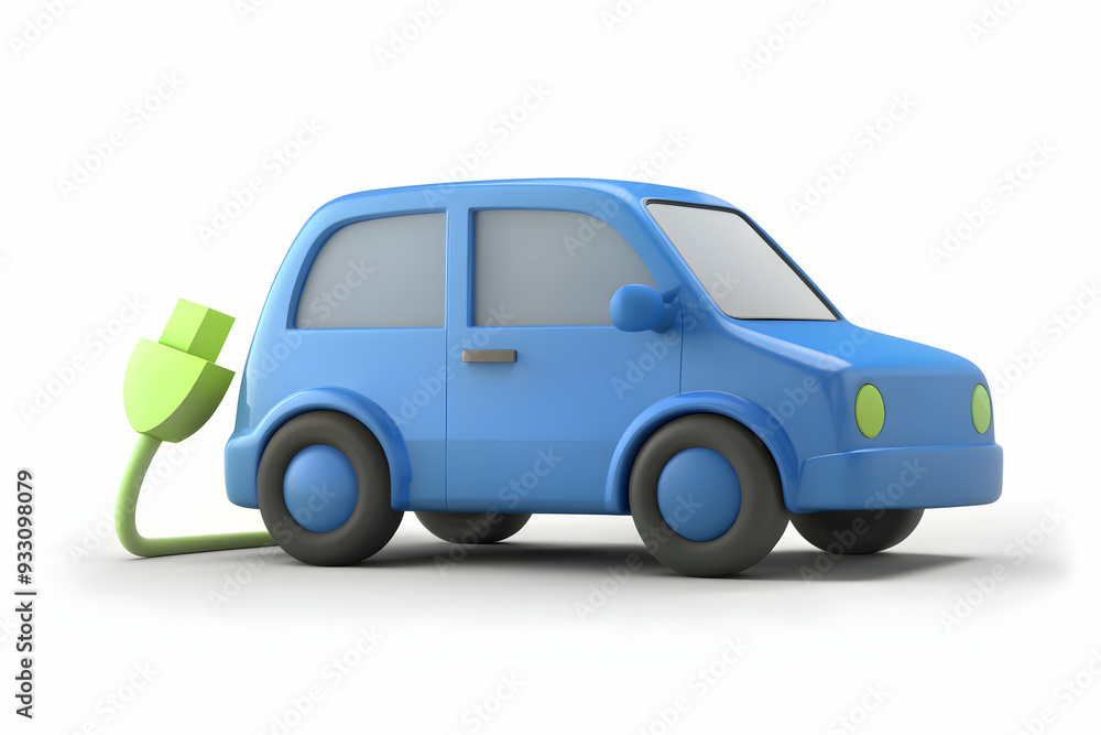 Poster 3d flat icon as ev car with a charging indicator symbolizing energy status with ample space for text