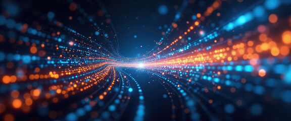 Obraz premium Abstract Digital Tunnel of Swirling Glow: Futuristic Technology Background