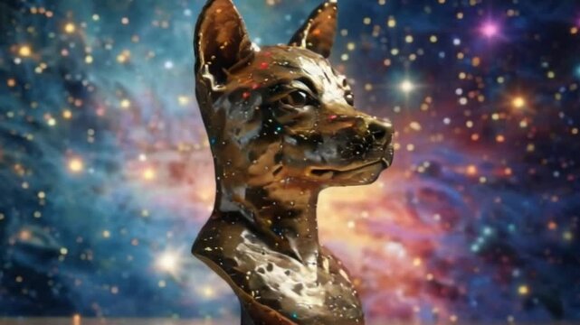 gilt bust of a dog monument