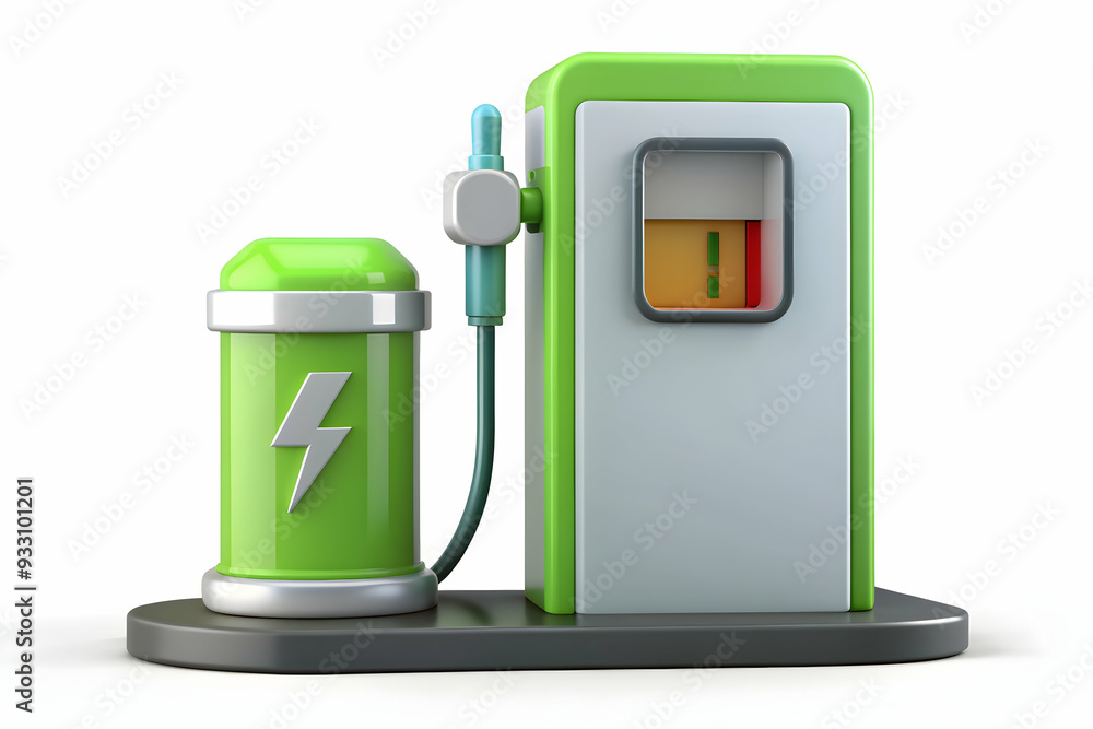 Poster 3d flat icon as ev charging icon and a battery meter symbolizing power and efficiency with ample spa
