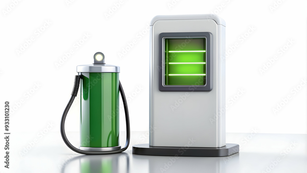 Poster 3d flat icon as ev charging icon and a battery meter symbolizing power and efficiency with ample spa