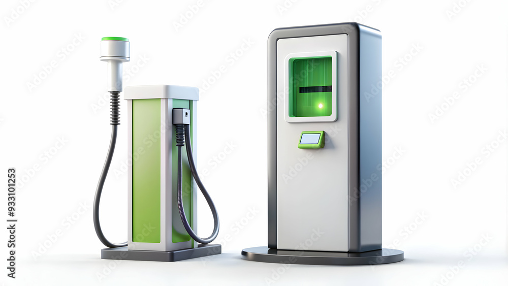 Poster 3d flat icon as ev charging icon and a battery meter symbolizing power and efficiency with ample spa