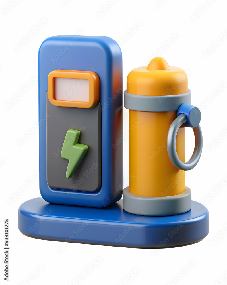 Poster 3d flat icon as ev charging icon and a battery meter symbolizing power and efficiency with ample spa