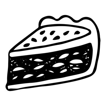 recommend clip art: Piece of pie with filling hand drawn doodle. Baked bun. Bread with berry jam. Sweet biscuit dessert food. Confectionery sugar pastry. Bakery product. Vector outline line art illustration.