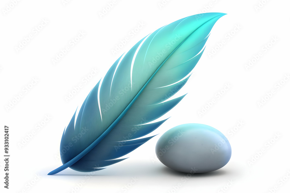 Poster 3d flat icon as feather and stone symbolizing lightness and heaviness with ample space for text. con