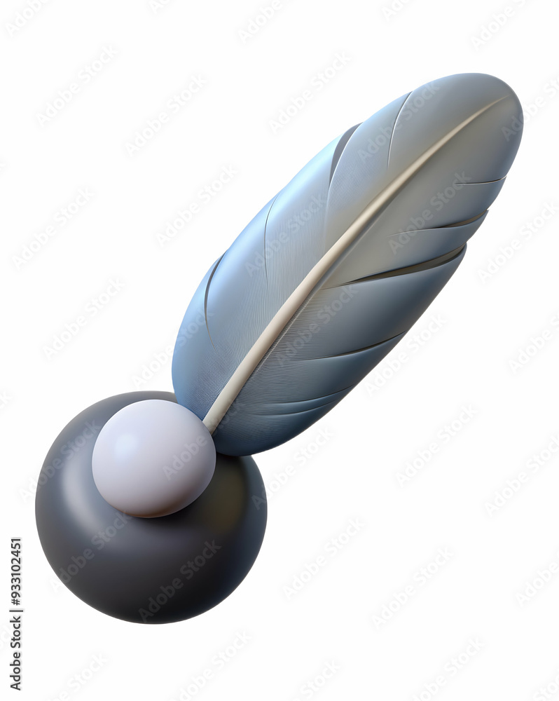 Poster 3d flat icon as feather and stone symbolizing lightness and heaviness with ample space for text. con
