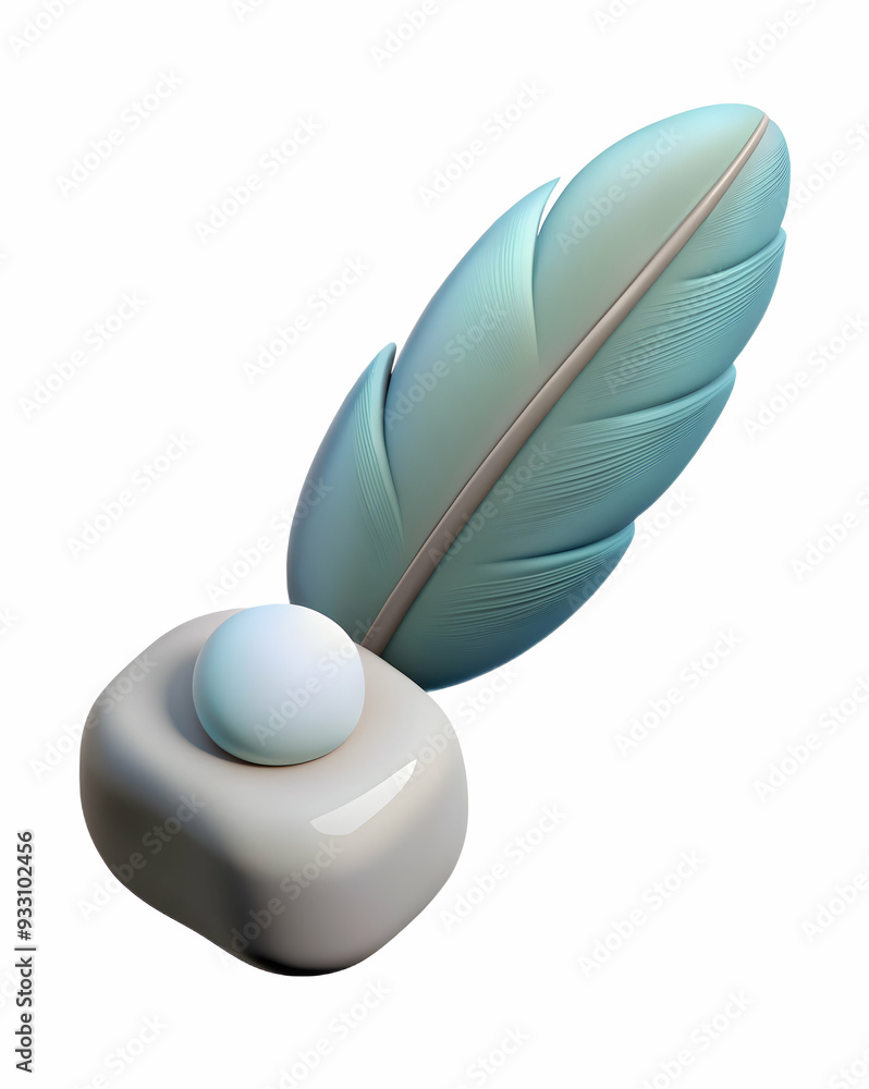 Poster 3d flat icon as feather and stone symbolizing lightness and heaviness with ample space for text. con