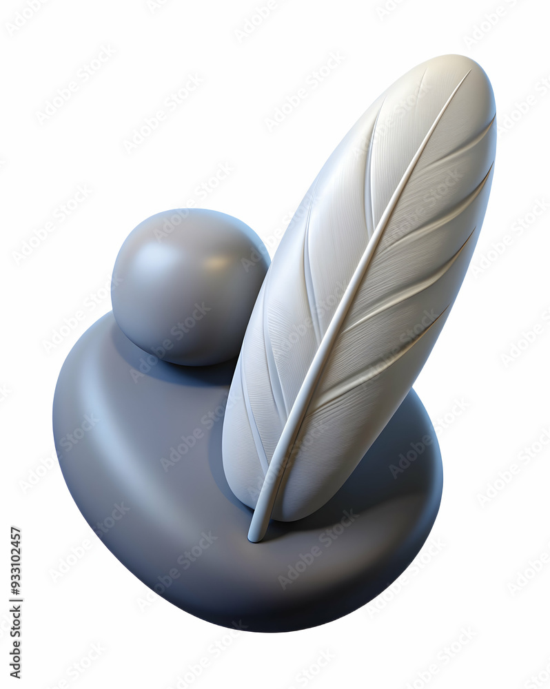 Poster 3d flat icon as feather and stone symbolizing lightness and heaviness with ample space for text. con