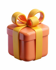 3d Flat icon as Gift box and a ribbon symbolizing thank you gift with ample space for text. concept as A gift box and a ribbon representing a thank you gift with room for writing. isolated white backg