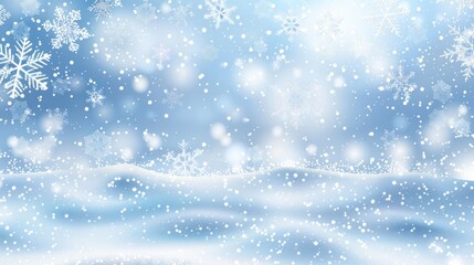 Winter Wonderland: Snowy Landscape with Falling Snowflakes