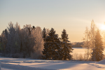Sunset during winter time in Finland