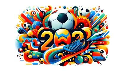 Colorful european soccer competition 2024. Vector banner design