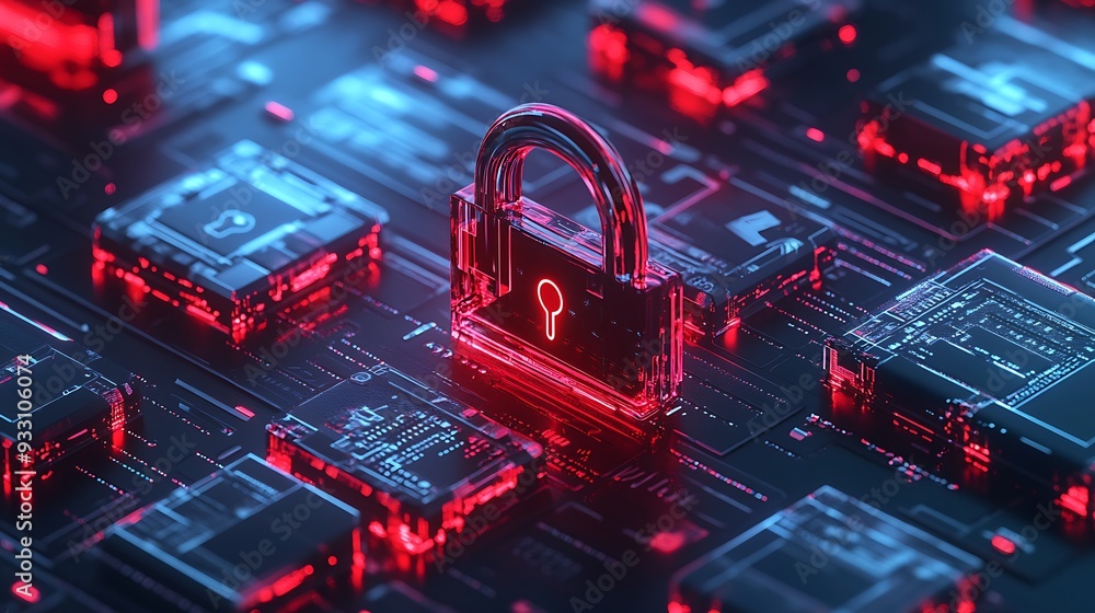 Aufkleber digital padlock in a futuristic circuit board symbolizing cybersecurity, data protection, and inform