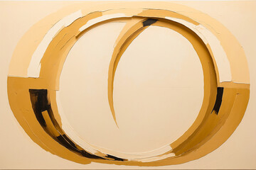 Acrylic on canvas abstract painting two simple round arches in beige tones