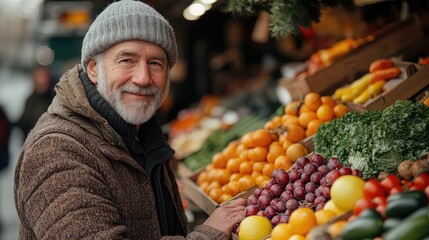 senior man shopping at market in the city elderly man buying fresh vegetables,fruits from market stall.jpg